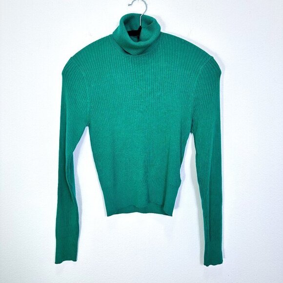 J. Crew Ribbed Turtleneck Festive Green TENCEL™ lyocell-blend Women's Size Small - Picture 1 of 6